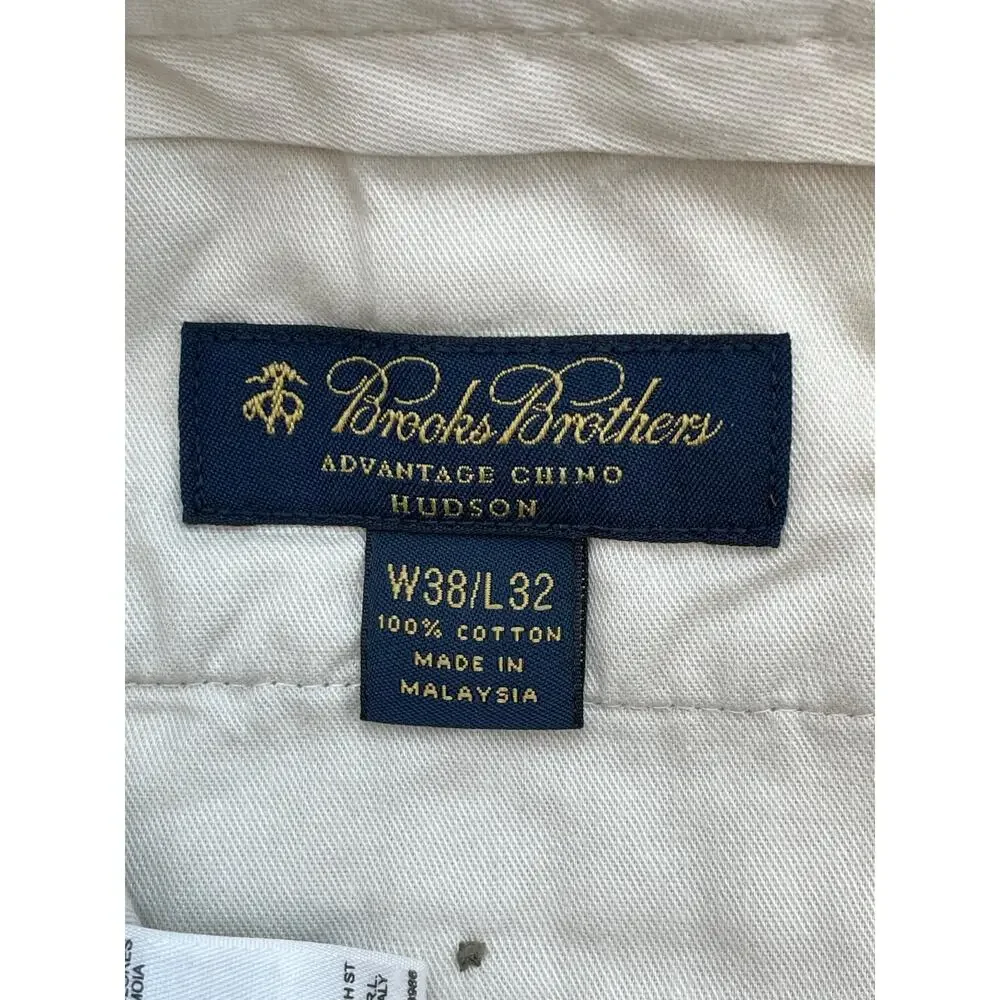 Brooks Brothers Pants Mens 38 x‎ 32 Beige 100% Cotton Chino Hudson